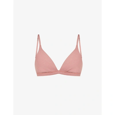 Skims Triangle Stretch-cotton Bralette In Rose Clay