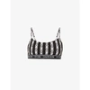 Calvin Klein Womens One Logo Stripe Black Ck One Logo-print Cotton-blend Bralette M
