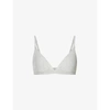 Skims Stretch Cotton Triangle Bralette In Light Heather Grey