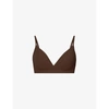 Skims Fits Everybody Triangle Stretch-woven Bra In Cocoa