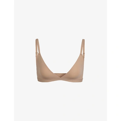 Skims Fits Everybody Triangle Stretch-jersey Bralette In Sienna (brown)