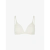 Skims Stretch Cotton Triangle Bralette In Bone