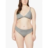 Skims Womens Mineral Triangle Stretch-cotton Bralette Xxs