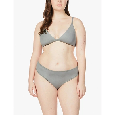 Skims Womens Mineral Triangle Stretch-cotton Bralette Xxs In Mineral