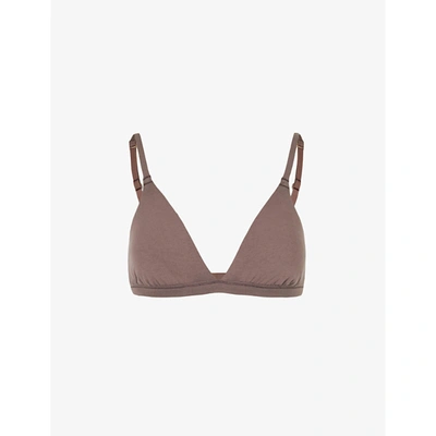 Skims Womens Garnet Triangle Stretch-cotton Jersey Bralette Xxxl
