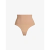 Skims Core Control High-rise Stretch-woven Thong In Ochre