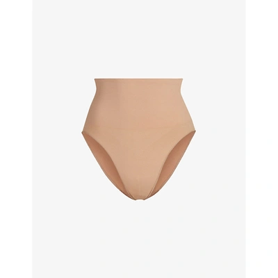 Skims Womens Ochre Core Control Mid-rise Stretch-woven Briefs In Ochre