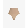 Skims Core Control High-rise Stretch-woven Thong In Sienna