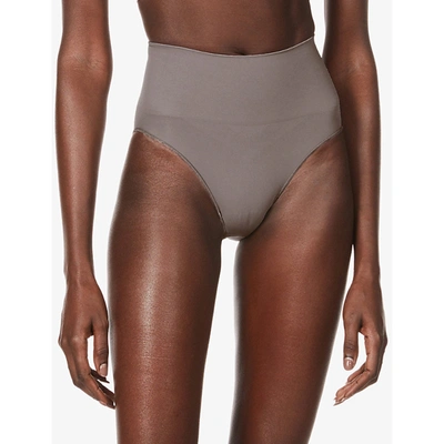Skims Core Control Mid-rise Stretch-woven Briefs In Umber
