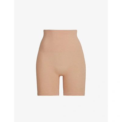 Skims Core Control High-rise Stretch-woven Shorts In Ochre