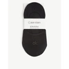 Calvin Klein Crystal Logo-embellished Cotton-blend No-show Socks In 00 Black