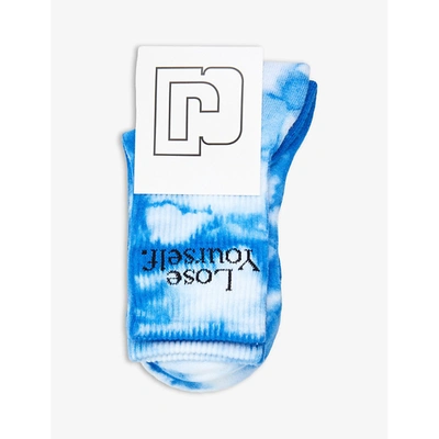 Paco Rabanne Womens Blue X Peter Saville Graphic-print Cotton-blend Socks 7-9