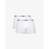 Emporio Armani Pack Of Two Logo-embellished Stretch-cotton Boxers In Bianco/bianco