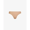 Skims Womens Clay Fits Everybody Mid-rise Stretch-woven Thong Xxl In Ochre