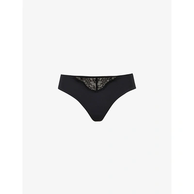 Agent Provocateur Brigette High-rise Stretch-jersey And Lace Thong In Black