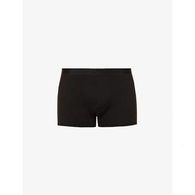 Derek Rose Jack Branded-waistband Stretch-cotton Trunks In Black