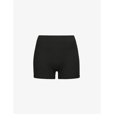 Skims Ribbed Stretch-woven Shorts In Soot