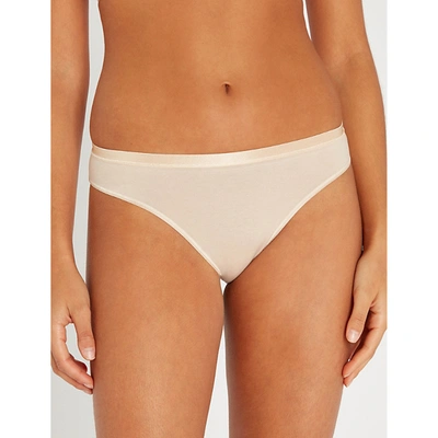 Hanro Seamless Midi Stretch-cotton Briefs In 0274 Beige