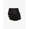 VERSACE BRANDED-WAISTBAND PACK OF THREE STRETCH-COTTON TRUNKS