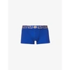 Versace Iconic Low-rise Stretch-cotton Trunks In Blue