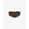 Tom Ford Branded-waistband Fitted Stretch-cotton Briefs In Khaki/olive