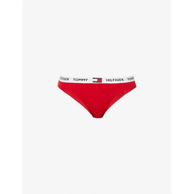 Tommy Hilfiger Logo-print Organic Cotton Bikini Briefs In Tango Red |  ModeSens
