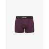 Tom Ford Mens Plum Brand-waistband Slim-fit Stretch-cotton Boxer Briefs S In Purple