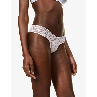 Hanky Panky Signature Lace Low-rise Stretch-jersey Thong In Bliss Pink