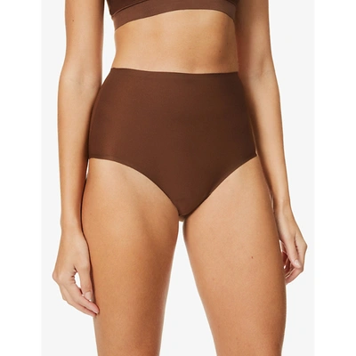 Chantelle Soft Stretch High-rise Microfibre Briefs In Walnut (brown)