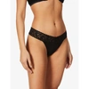 Hanky Panky Lace-trim Original-rise Stretch-cotton Thong In Black