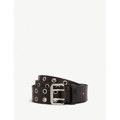 Allsaints Mens Black Sturge Stud-embellished Leather Belt 30