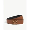 Loewe Anagram Reversible Leather Belt In Tan/black/gold