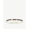 Maje Womens Blanc Embossed Crocodile-effect Leather Slim Belt 12