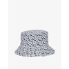 BURBERRY WOMENS WHITE/NAVY MONOGRAM-PRINT COTTON BUCKET HAT S