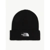 The North Face Box Logo-patch Ribbed Beanie In Tnf Black