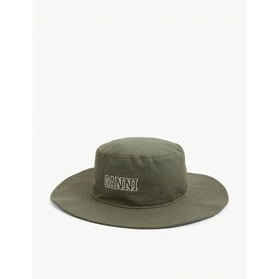 Ganni Womens Kalamata Logo-embroidered Organic-cotton Bucket Hat In Kalamata