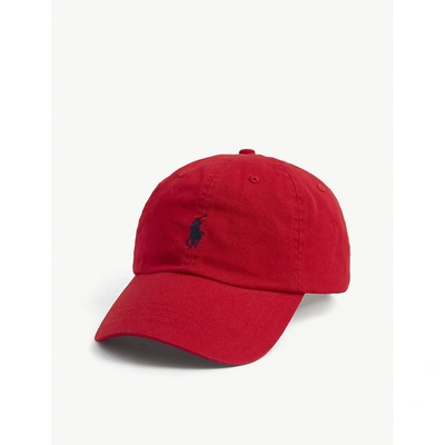 Polo Ralph Lauren Mens Red Blue Pony Logo-embroidered Cotton Chino Ball Cap In Red/blue