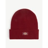 Dickies Mens Biking Red Gibsland Logo-patch Knitted Beanie Hat