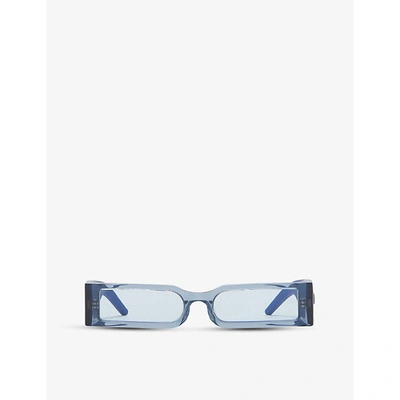 A Better Feeling Womens Blue Black Roscos Rectangle-frame Acetate And Rubber Sunglasses