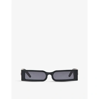 A Better Feeling Womens Black Black Roscos Rectangle-frame Acetate And Rubber Sunglasses