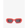 A Better Feeling Womens Red Black Bolu Rectangle-frame Nylon Sunglasses