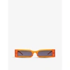 A Better Feeling Womens Blood Orange Black Roscos Rectangle-frame Acetate And Rubber Sunglasses
