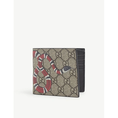 Gucci Mens Beige Bestiary Snake-print Canvas And Leather Wallet
