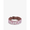 GUCCI BRAND-PATTERN LEATHER AND BEAD BRACELET
