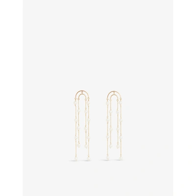 The Alkemistry Poppy Finch Double Crescent Recycled 18ct Yellow Gold And Pearl Earrings In 14ct Yellow Gold