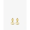 GUCCI GUCCI WOMENS YELLOW GOLD GG RUNNING ENGRAVED 18CT YELLOW-GOLD DROP EARRINGS,44395796