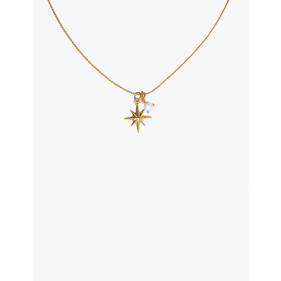 By Nouck Northstar 16ct Yellow Gold-plated Brass And Opal Necklace