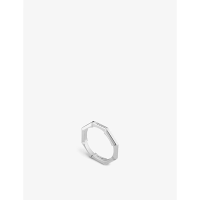 Gucci Link To Love Logo-embossed 18ct White Gold Ring