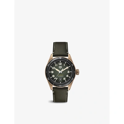 Tag Heuer Autavia Automatic Chronometer 42mm Bronze And Leather Watch, Ref. No. Wbe5190.fc8268 In Green