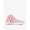 Saint Laurent Womens White/red Malibu Lip-print High-top Trainers 7